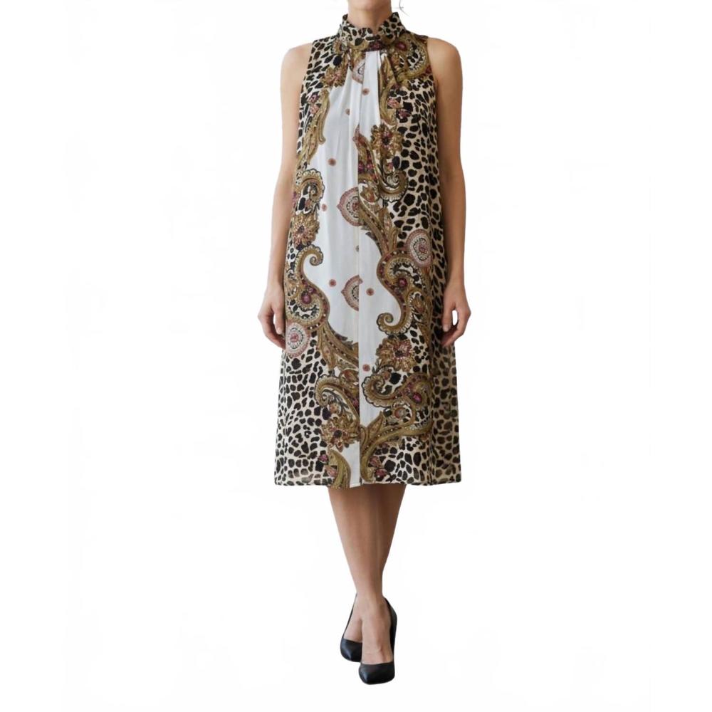 NEW DIVA USA print sleeveless maxi dress in animal white
